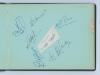 County cricketers signatures late 1940s. Large autograph album comprising over ninety signatures in different coloured inks, organised by County, the majority signed to one side of each page (not back-to-back). Signatures include Rhodes, Copson (Derbyshir - 3