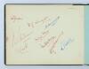 County cricketers signatures late 1940s. Large autograph album comprising over ninety signatures in different coloured inks, organised by County, the majority signed to one side of each page (not back-to-back). Signatures include Rhodes, Copson (Derbyshir - 5