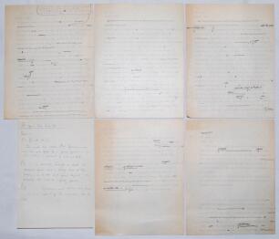 West Indies v Australia. Prudential World Cup Semi-final 1975. Original five page typescript for an article by Arlott, possibly for The Guardian newspaper, with his handwritten amendments in ink, and a supplementary page of handwritten inserts to the text