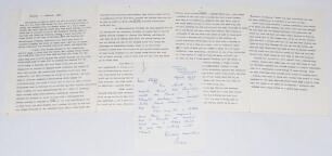 ‘England v Australia 1972’. Original four page typed manuscript by Hutton for an article previewing the impending ‘Ashes’ series. Hutton opens with his pleasure at that Winter is over ‘and we can get back to sanity and sunshine with our summer games’, and