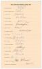 New Zealand tour to England 1958. Large official autograph sheet with printed title and players’ names, fully and nicely signed in ink by all eighteen of the listed members of the New Zealand touring party. Signatures are Reid (Captain), Cave, Alabaster, 