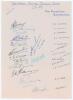 West Indies tour of England 1950. &lsquo;The Cavendish, Eastbourne&rsquo; headed paper nicely signed in different coloured inks by fourteen members of the West Indies touring party including the Manager J.M. Kidney. Players&rsquo; signatures, with names annotated in ink to