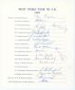 West Indies tour to England 1973. Official autograph sheet with printed title and players’ names. Nicely signed by eighteen members of the touring party. Signatures are Kanhai (Captain), Boyce, Foster, Fredericks, L. Gibbs, Holder, Inshan Ali, Julien, Kal