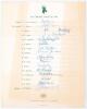 South Africa tour of England 1965. Official autograph sheet fully signed in ink by all sixteen members of the South Africa touring party. Signatures are van der Merwe (Captain), Barlow, Bacher, Bland, Bromfield, Botten, Crookes, Dumbrill, Gamsy, Lance, Li