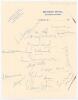 Pakistan first tour to England 1954. &lsquo;Berners Hotel&rsquo; London headed note paper page nicely signed in ink by seventeen members of the Pakistan touring party. Signatures include Imtiaz Ahmed, Hanif Mohammad, Fazal Mahmood, Maqsood Ahmed, Khalid Hassan, Wazir