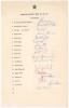 Pakistan tour to England 1971. Scarce large official autograph sheet with printed title and players’ names, signed in different coloured inks by seventeen members of the touring party. Players’ signatures are Intikhab Alam (Captain), Asif Iqbal, Saeed Ahm