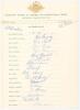 Australian tour of England 1961. Official autograph sheet with printed title and players&rsquo; names, fully signed in ink by all nineteen members of the touring party. Signatures are Benaud (Captain), Harvey, Booth, Burge, Davidson, Gaunt, Grout, Jarman, Kline