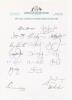 Australian tour of England 1993. Official Australian Cricket Board autograph sheet with printed title, fully signed in ink by all nineteen members of the touring party. Players’ signatures are Border (Captain), Taylor, Boon, Hayden, Healy, Holdsworth, Hug