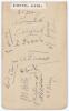 Surrey C.C.C. 1926. Small album page nicely signed in ink (one in pencil) by twelve members of the Surrey team. Signatures are Geary (signed twice), Jeacock, Shepherd, Peach, Fenley, Gregory, Ducat, Cook, Lock(?), Brooks, Baldwin, and Hobbs (signed in pen