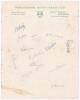 Worcestershire C.C.C. c.1947. Official club headed sheet signed by thirteen members of the Worcestershire team. Two signatures are in ink of White (Captain) and E. Cooper, the remainder in pencil are Jackson, Wyatt, Perks, Palmer, Jenkins, Howorth, Kenyon