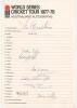&lsquo;World Series Cricket Tour 1977-78. Australians Autographs&rsquo;. Official autograph sheet with printed title and players&rsquo; names. Signed in different coloured inks by twelve members of the Australian team. Signatures are I. Chappell (Captain), Bright, Kent, La