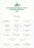 Australian tour to Pakistan 1988. Scarcer official autograph sheet with printed title and players&rsquo; names. Fully signed in ink by all eighteen listed members of the touring party. Players&rsquo; signatures are Border (Captain), Marsh, Boon, Dodemaide, Healy, Jon