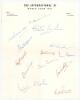 ‘The International XI World Tour 1962’. Scarce autograph sheet on official tour letterhead nicely signed in different coloured inks by fourteen members of the touring party. Signatures are Benaud, Weekes (Captains), Rhodes, Stephenson, Simpson, Marshall, 