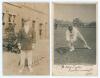 Geoffrey Wilson. Yorkshire & Cambridge University 1919-1924. Sepia real photograph postcard of Wilson standing full length wearing Yorkshire cap and blazer. Signed in ink to the photograph by Wilson. Photographer unknown. Postally unused. Sold with a mono