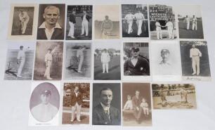 Yorkshire C.C.C. Nineteen mono postcards, the majority real photographs, of Yorkshire players in various poses. Includes studio portraits of Rockley Wilson by May Moore taken on the M.C.C. tour to Australia 1920/21, two of Roy Kilner with his sons, one a 