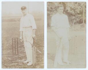 A.J. Hopkins and W. Bardsley. Australia tour to England 1909. Two early original sepia real photograph postcards, one of Albert John Young Hopkins (New South Wales & Australia 1896-1915), the other of Warren Bardsley (New South Wales & Australia 1903-1925