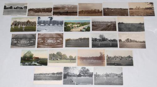 London and the South East club and school cricket grounds early 1900s onwards. A good selection of forty five postcards, mainly mono, some real photographs and colour, depicting cricket grounds from London and the South East. Grounds include Cranleigh, Co