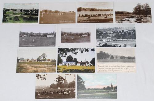 Kent county, club and school cricket grounds early 1900s onwards. A nice selection of twelve postcards, mainly mono, some real photographs and colour, depicting cricket grounds in Kent. Grounds include Southborough Common (2 different), Sevenoaks Vine, To