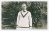 Walter Reginald ‘Wally’ Hammond. Gloucestershire & England 1920-1951. Excellent mono real photograph postcard of Hammond, half length, wearing cricket sweater. Walkers Studios of Scarborough. Postally unused. Excellent image. Rare.