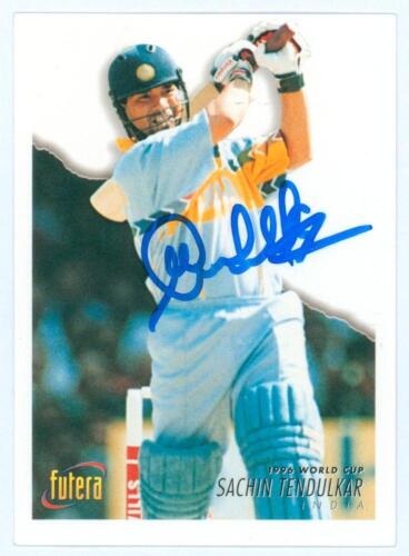 Sachin Tendulkar. India. 1996 World Cup. Official &lsquo;ACB&rsquo; Futera 1996 collectors&rsquo; card of Tendulkar, series no. 34, nicely signed by Tendulkar. Very good condition. Rare