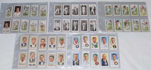 Cigarette and trade cards 1926-1997. Album comprising eleven complete sets of cards. Series are John Player & Sons ‘Cricketers Caricatures by “Rip”’ 1926 (full set of 50), ‘Cricketers 1930’ (50), ‘Cricketers, 1934’ (50, minor creasing to the odd card), an