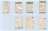 &lsquo;Bodyline&rsquo;. Seven original cigarette cards of players who took part in the 1932/33 Ashes series, each signed by the featured player. Series/ players are Gallaher Ltd. &lsquo;Famous Cricketers&rsquo; 1926, no. 84 Clarrie Grimmett and no. 95 William Woodfull. Ogden&rsquo;s L - 2