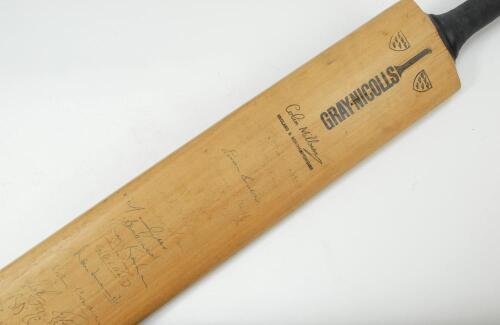 England v Rest of the World 1970. Gray Nicolls &lsquo;Colin Milburn Autograph&rsquo; cricket bat signed to the face by the England and Rest of the World teams of 1970 and to the back by four counties Northamptonshire, Derbyshire, Warwickshire and the Yorkshire teams 