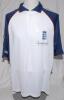 Graeme Hick, Worcestershire & England. England short sleeve white Test shirt with blue sleeves and red trim, by ‘asics’, with embroidered three lions and crown emblem of England to chest. Size XL. The shirt match worn and signed by Hick to the front. Prev