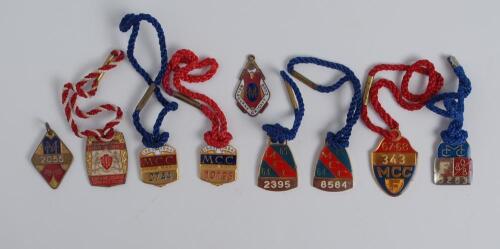 Melbourne Cricket Ground membership medals for 1946/47, 1958/59, 1963/64 (2), 1964/65 (2), 1967/68 and 1980/81. Sold with a South Melbourne Cricket Club medal for 1962/63. Good condition. Formerly in the M.C.C. (Lord’s) Collection