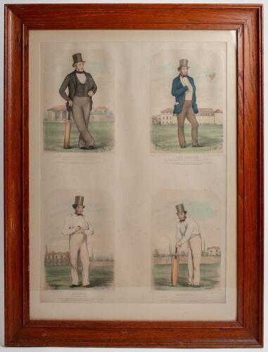 ‘Sketches at Lord’s’. Large original lithograph sheet comprising four coloured lithographs of ‘Mr James Henry Dark, Proprietor of Lord’s Cricket Ground. Sketches at Lord’s No. 1, ‘The Umpire’ William Caldercourt. Sketches at Lord’s No. 2, ‘Hillyer. Born a