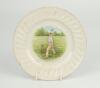 Sydney Francis Barnes, Warwickshire, Lancashire, Staffordshire, England & Wales 1894-1930. A pair of commemorative side plates with colour transfer printed vignette of Barnes wearing cap, stood at the wicket with ball in his hand and in bowling pose next - 2