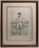 Frederick Peel Miller. Surrey 1851-1867. ‘F.P. Miller Esq’. Large hand coloured tinted lithograph by John Corbett Anderson of Miller in blue cap and cricket attire on the cricket pitch leaning on a bat. Published by Frederick Lillywhite, May 1856, printed