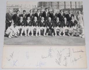 Surrey C.C.C. County Champions 1971. Large original mono photograph of the Surrey team wearing club blazers, seated and standing in rows at The Oval. Photograph laid down to board with separate board signed by twelve players featured. Players’ signatures 