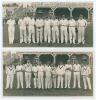 ‘Yorkshire XI versus M.C.C. Scarborough 1927’. Two original mono photographs depicting each of the two teams lined up in front of the pavilion at Scarborough with crowds in the background for the match played 31st August- 2nd September 1927. The M.C.C. te