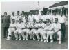 Indian tour of England 1959. Original large press photograph of the Indian touring team prior to the opening match of the tour against Indian Gymkhana played at Osterley, London on the 23rd and 24th April 1959. Players include Gaekwad (Cpt), Contractor, R