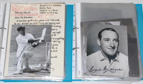 Australia Test signed photographs 1940s onwards. Two files containing a good selection of approx. one hundred and fifty original and copy photographs of Australia players, the majority modern colour photographs, some mono, with the odd magazine extract, e