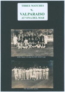 ‘E.W.S. Thomson’s Argentine Cricket Team in Chile 1925-1926’. Modern black file comprising a nicely presented collection of twenty four original sepia candid and official team photographs, loose mounted to black pages, taken on the tour by the Argentine C