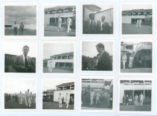 Yorkshire at Somerset, Taunton 1957. Twelve original small candid mono photographs, all apparently taken at the match played at Taunton 24th- 27th August 1957. Images depict players entering the field, arriving at the ground, signing autographs etc. Each 