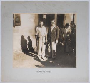 Maurice Allom, Cambridge University, Surrey & England 1926-1938. M.C.C. tour to South Africa 1930/31. Original large sepia photograph taken at the drawn second Test played at Newlands, Cape Town, 1st- 5th January 1931, from the tour on which Maurice Allom