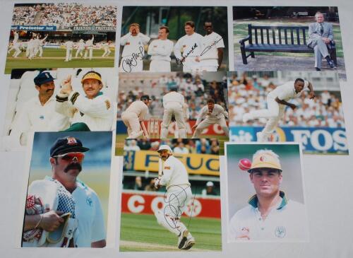 The Ashes. Australia tour to England 1993. A good selection of twenty one colour press photographs from the tour. Images depict Test match action, practice sessions etc. One photograph is signed by three of the featured players, Paul Jarvis, Graeme Hick a