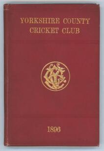 Yorkshire C.C.C. annual 1896. 4th annual issue. 136pp plus sixteen ‘notes’ pages as issued. Edited by J.B. Wolstinholm. J. Robertshaw, Sheffield, printer. Original maroon boards, gilt titles to front board and spine paper with Yorkshire emblem to centre, 