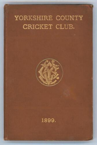Yorkshire C.C.C. annual 1899. 7th year of issue. 165pp plus &lsquo;Notes&rsquo; pages as issued. Edited by J.B. Wostinholm and H.H. Stones. J. Robertshaw, Sheffield, printer. Original brown boards with titles in gilt to front board and spine and gilt &lsquo;Y.C.C.C.&rsquo; emble