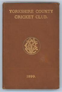 Yorkshire C.C.C. annual 1899. 7th year of issue. 165pp plus ‘Notes’ pages as issued. Edited by J.B. Wostinholm and H.H. Stones. J. Robertshaw, Sheffield, printer. Original brown boards with titles in gilt to front board and spine and gilt ‘Y.C.C.C.’ emble