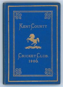 Kent County Cricket Club Annual 1900. Hardback ‘blue book’. Original decorative boards. Gilt titles and to all page edges with gilt Kent emblem to centre. Printed by Cross & Jackman, ‘The Canterbury Press’ 1900. Minor age toning to boards and spine otherw