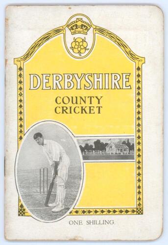 ‘Derbyshire County Cricket’. F.S. Ashley-Cooper. George W. May, London 1924. Original decorative cover. Padwick 1842. Minor wear and ageing to cover, rusting to staples otherwise in good condition.