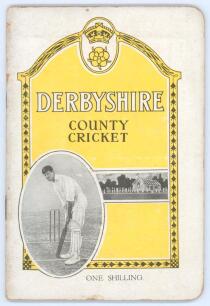 ‘Derbyshire County Cricket’. F.S. Ashley-Cooper. George W. May, London 1924. Original decorative cover. Padwick 1842. Minor wear and ageing to cover, rusting to staples otherwise in good condition.