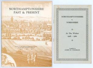 Northamptonshire cricket. ‘Northamptonshire Past & Present’, Journal of the Northamptonshire Record Society, Vol. V no. 4 1976, comprising a three page article by J.D. Coldham on ‘The Northamptonshire Cricket Song’ sung by Charles E. Thorpe at a meeting o