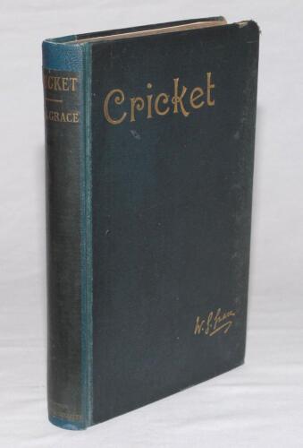 ‘Cricket’. W.G. Grace. Bristol 1891. Original green cloth, with gilt titles to front and spine. Nicely signed in ink by Grace to the reverse of the frontispiece. Replacement spine and endpapers, with original spine paper laid down. Some staining and wear 