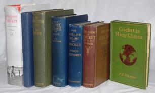 Cricket histories, biographies and annuals. Four first edition hardback titles by P.F. Warner in original cloth covers, two signed. Titles are ‘Cricket in Many Climes’, London 1900, signed in ink to front endpaper by Sydney Santall (Warwickshire 1894-1914