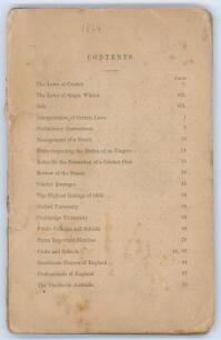 ‘The Guide to Cricketers containing full directions for playing the noble and manly game of Cricket...’ 1864. Compiled and Edited by Frederick Lillywhite. Published by Fred. Lillywhite, Kennington Oval, London 1864. 19th Edition. 8vo. Original rear paper 